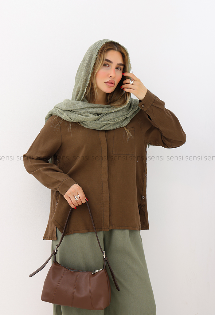 شومیز زنانه لایوسل بغل دکمه نما کد1006330